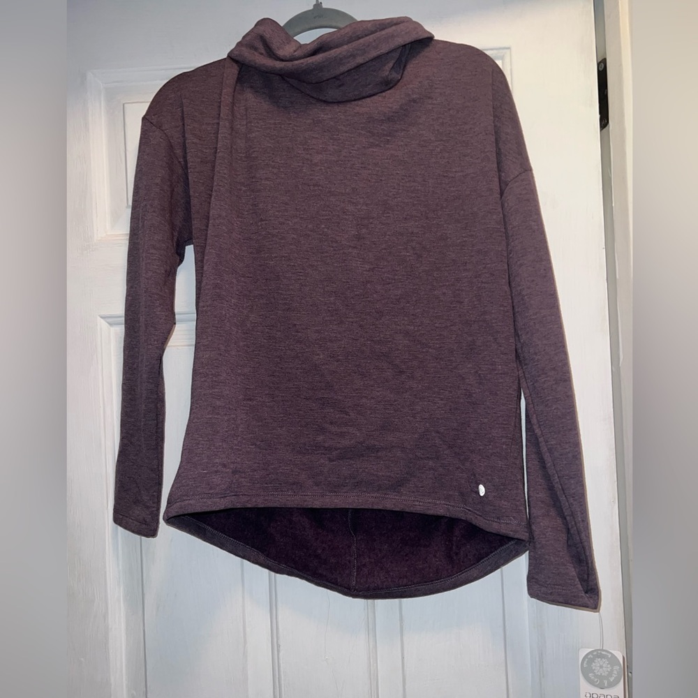 Size small purple cowl neck pullover long sleeve fleece sweatshirt apana